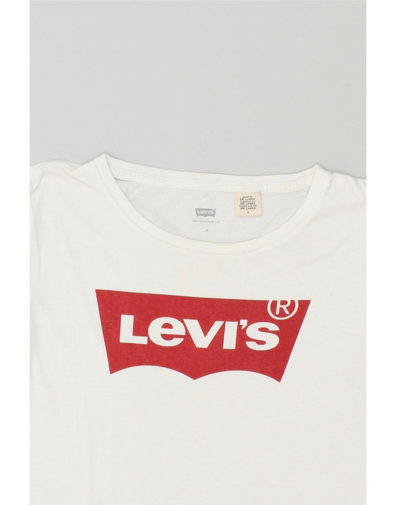 LEVI'S Womens Graphic T-Shirt Top UK 14 Medium White Cotton Vintage Levi's and Second-Hand Levi's from Messina Hembry 