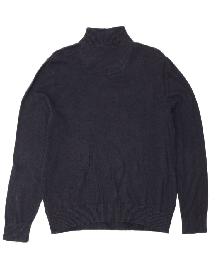 Fat Face Mens Zip Neck Jumper Sweater Large Navy Blue Cotton