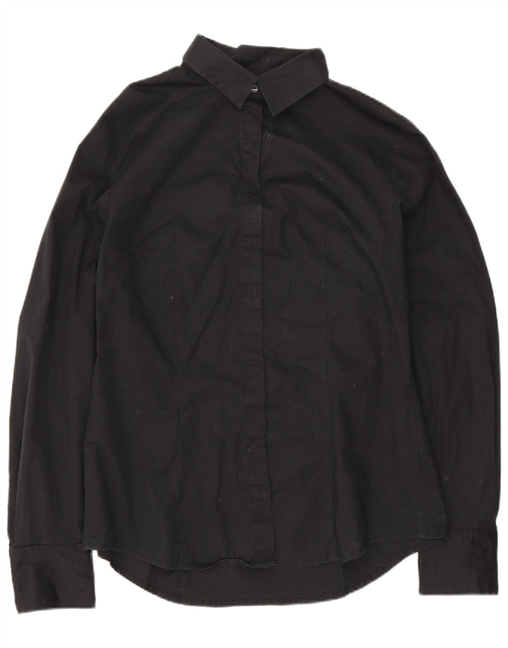Benetton Womens Shirt UK 12 Medium Black Cotton