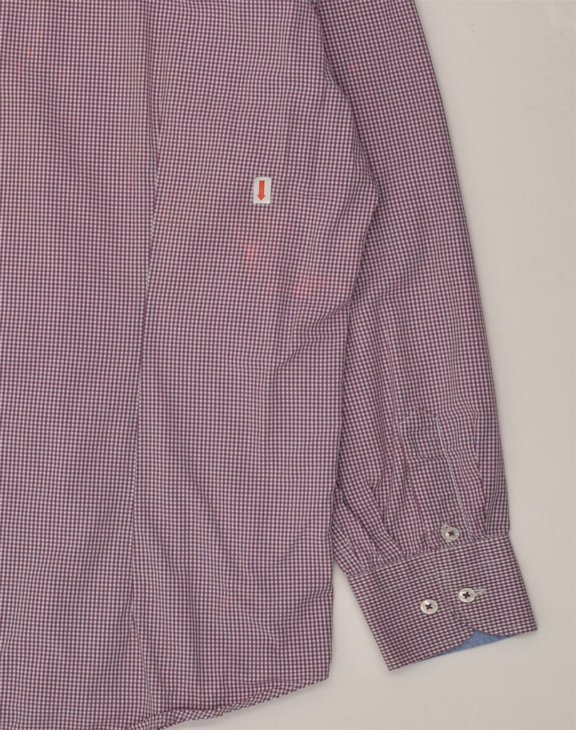 TOMMY HILFIGER Mens Fitted Shirt Size 15 Medium Pink Gingham Cotton | Vintage Tommy Hilfiger | Thrift | Second-Hand Tommy Hilfiger | Used Clothing | Messina Hembry 