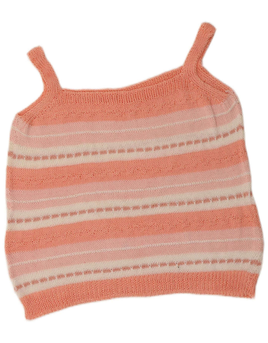 VINTAGE Womens Crop Knit Cami Top UK 12 Medium Pink Striped