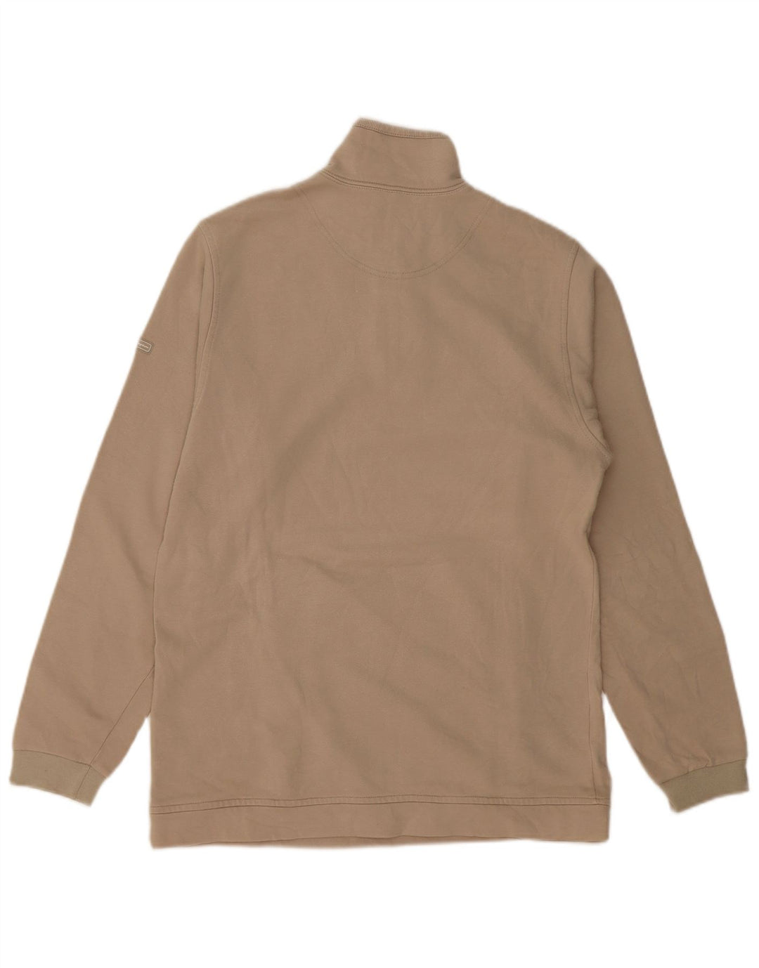 Champion Mens Zip Neck Sweatshirt Jumper Large Beige Cotton