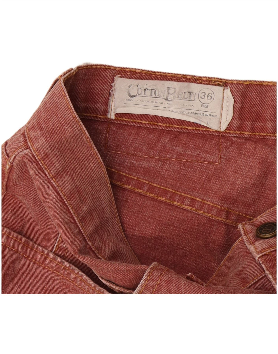 Cotton Belt Mens Straight Jeans W36 L29 Maroon