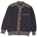 Vintage Mens Cardigan Sweater Medium Navy Blue Striped