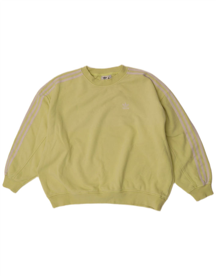 Adidas Womens Oversized Sweatshirt Jumper UK 10 Small Yellow Cotton