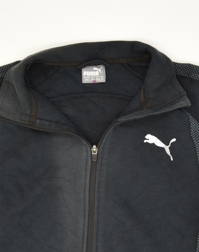 PUMA Mens Tracksuit Top Jacket Medium Black Cotton | Vintage Puma | Thrift | Second-Hand Puma | Used Clothing | Messina Hembry 