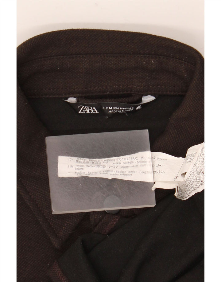 ZARA Mens Flannel Shirt Medium Brown Polyester