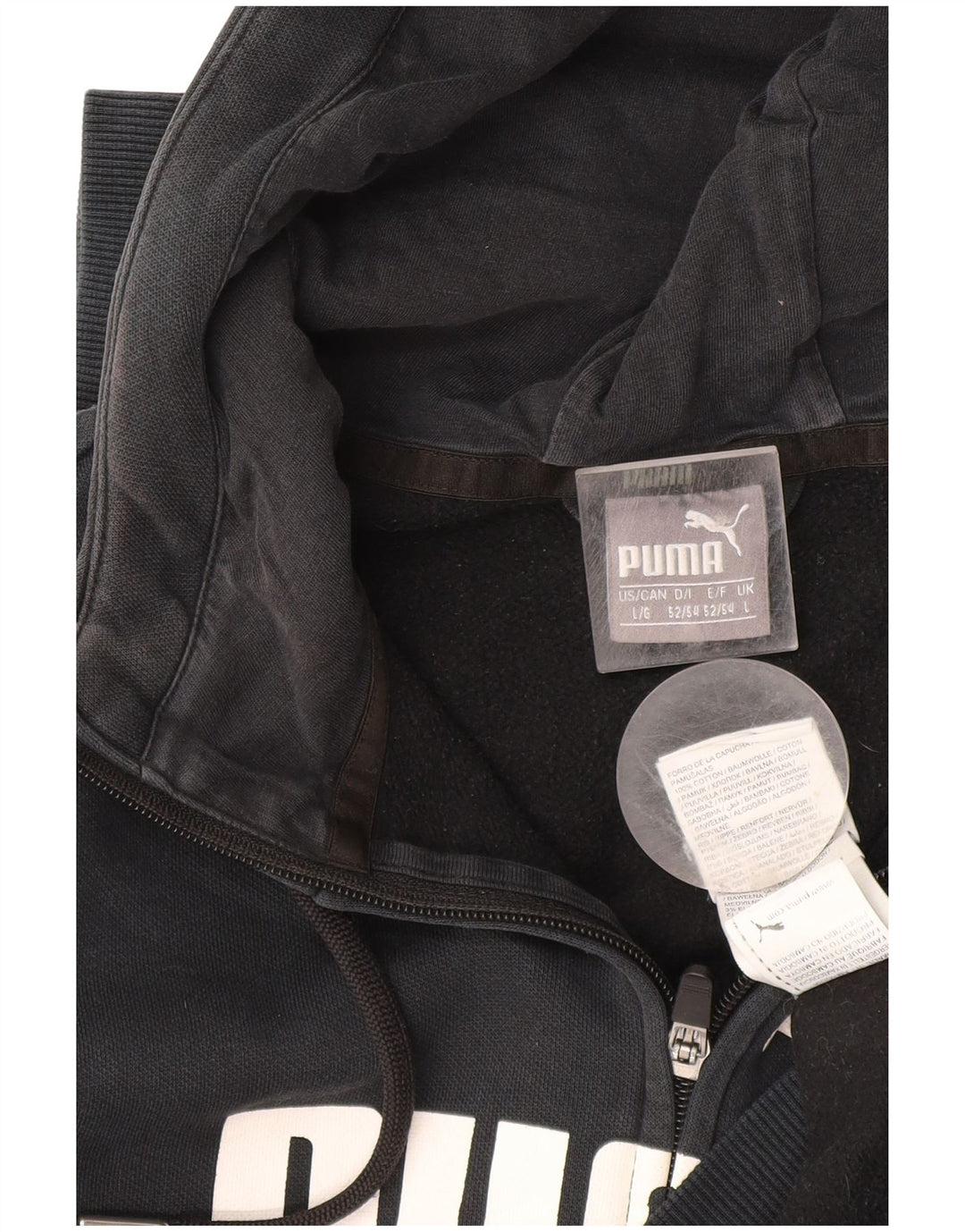 Puma Mens Graphic Zip Hoodie Sweater Large Grey Cotton