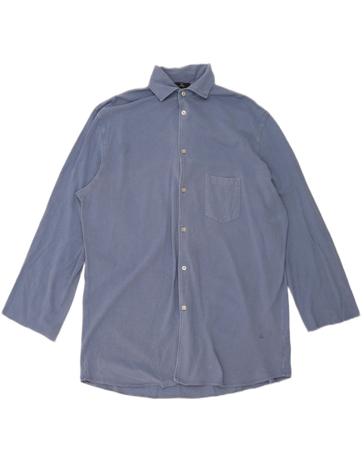 Fay Mens 3/4 Sleeve Shirt 2XL Blue Cotton