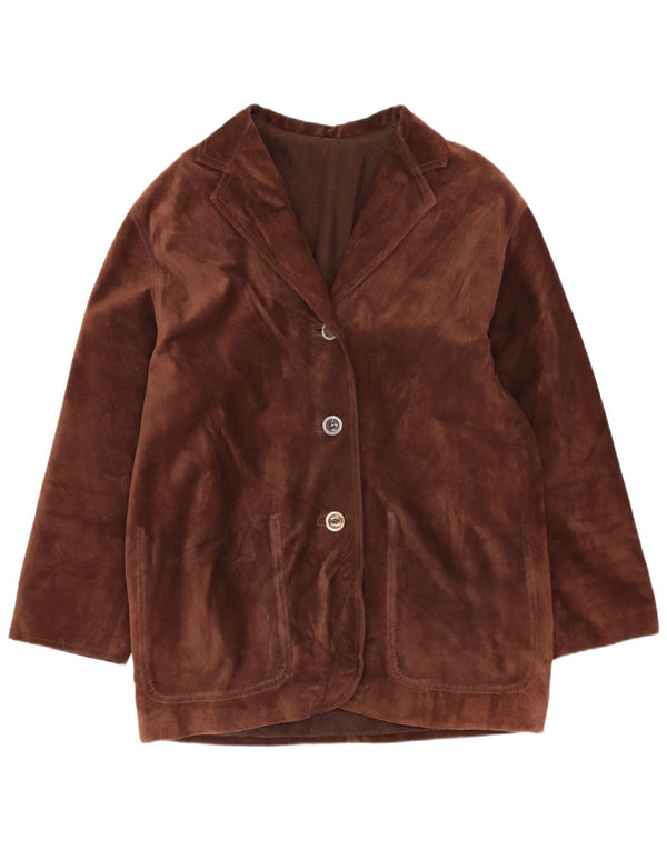 Vintage Womens Oversized Suede Jacket EU 40 Medium Brown Leather