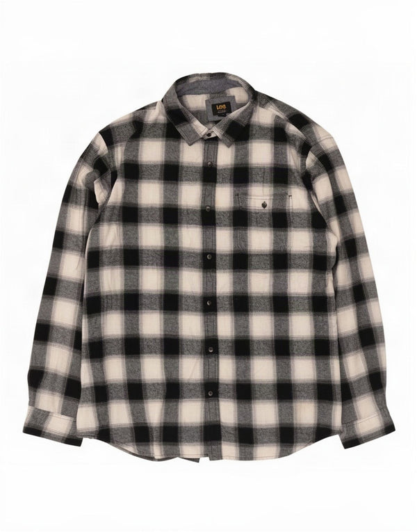 Lee Mens Regular Fit Flannel Shirt 2XL Black Check Cotton