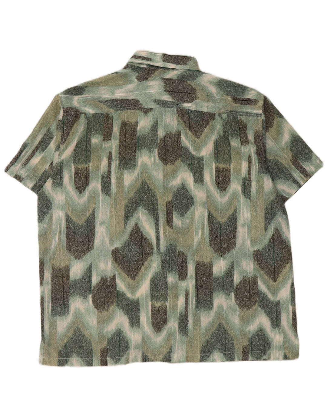 VINTAGE Mens Short Sleeve Shirt Large Green Geometric