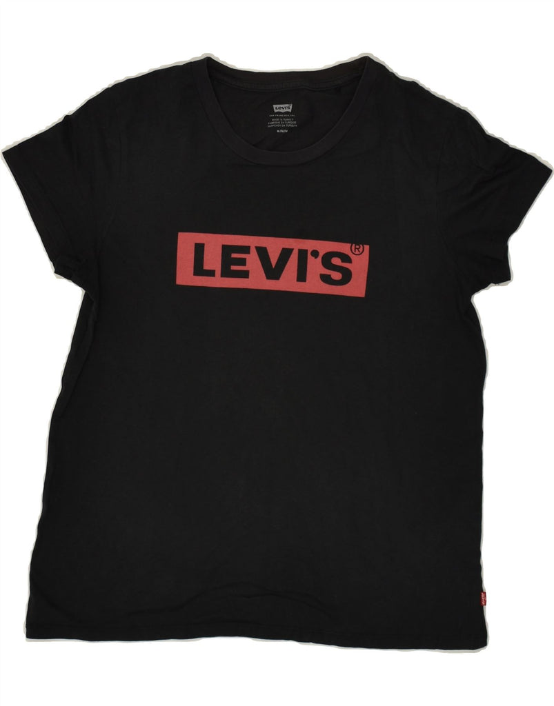 LEVI'S Womens Graphic T-Shirt Top UK 14 Medium Black | Vintage Levi's | Thrift | Second-Hand Levi's | Used Clothing | Messina Hembry 