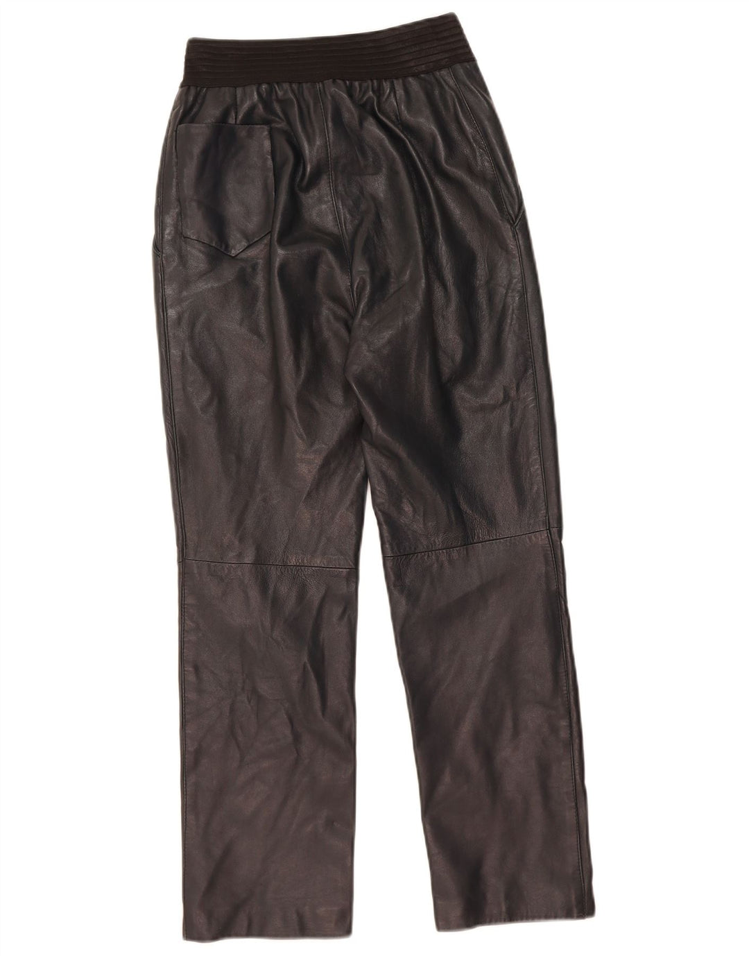 VINTAGE Womens Straight Leather Trousers W25 L27 Navy Blue