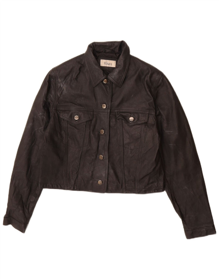 Vintage Womens Leather Jacket UK 16 Large Black Leather