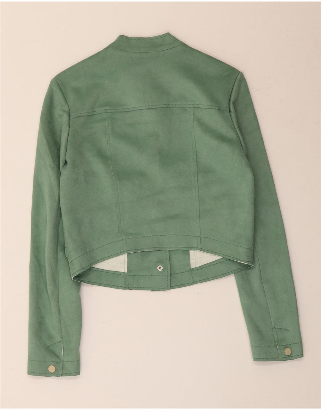 Zara Womens Crop Bomber Jacket UK 6 XS Green Polyester