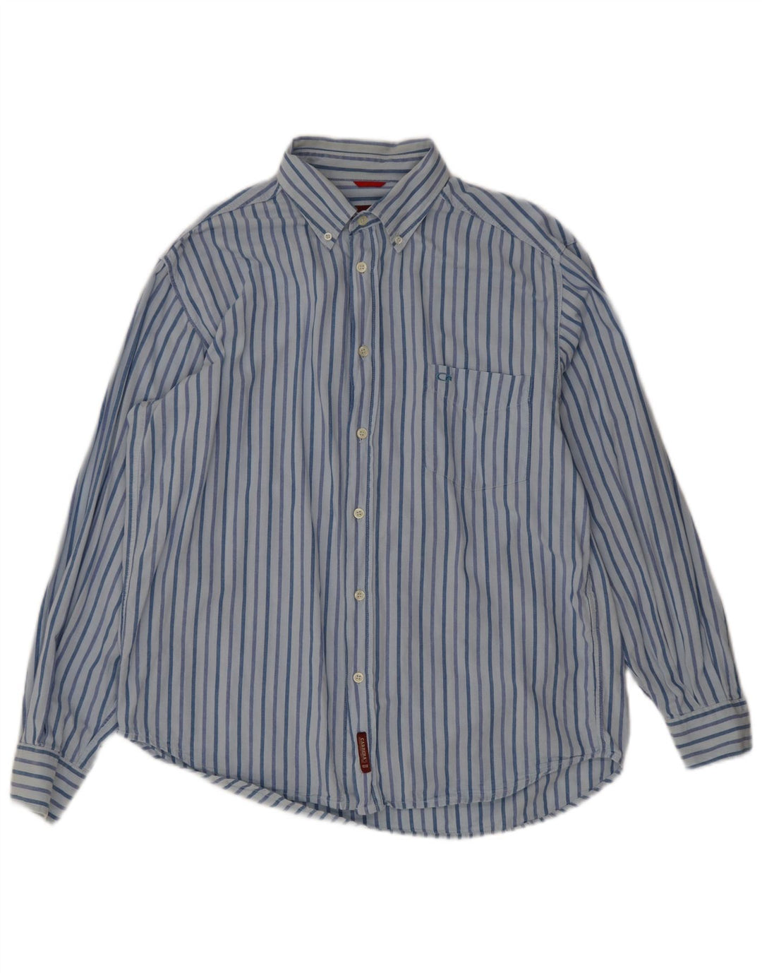 Carrera Mens Shirt Large Blue Striped Cotton
