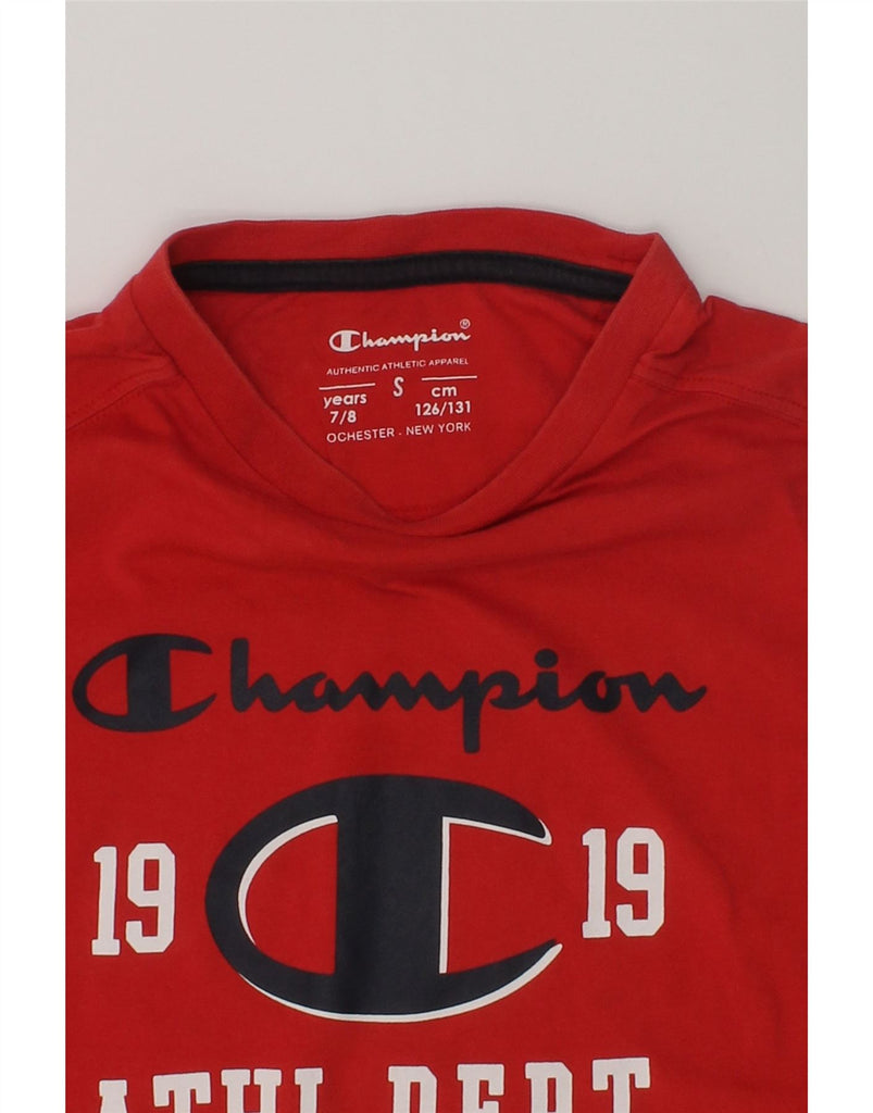 CHAMPION Boys Graphic Vest Top 7-8 Years Small Red Cotton | Vintage Champion | Thrift | Second-Hand Champion | Used Clothing | Messina Hembry 