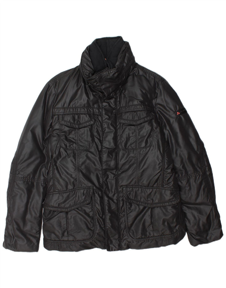 PEUTEREY Mens Hooded Utility Jacket IT 52 Large Black Polyamide