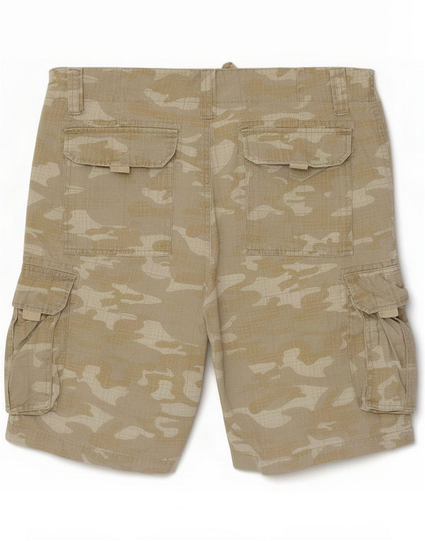 Brugi Mens Cargo Shorts Large W36 Beige Camouflage Cotton