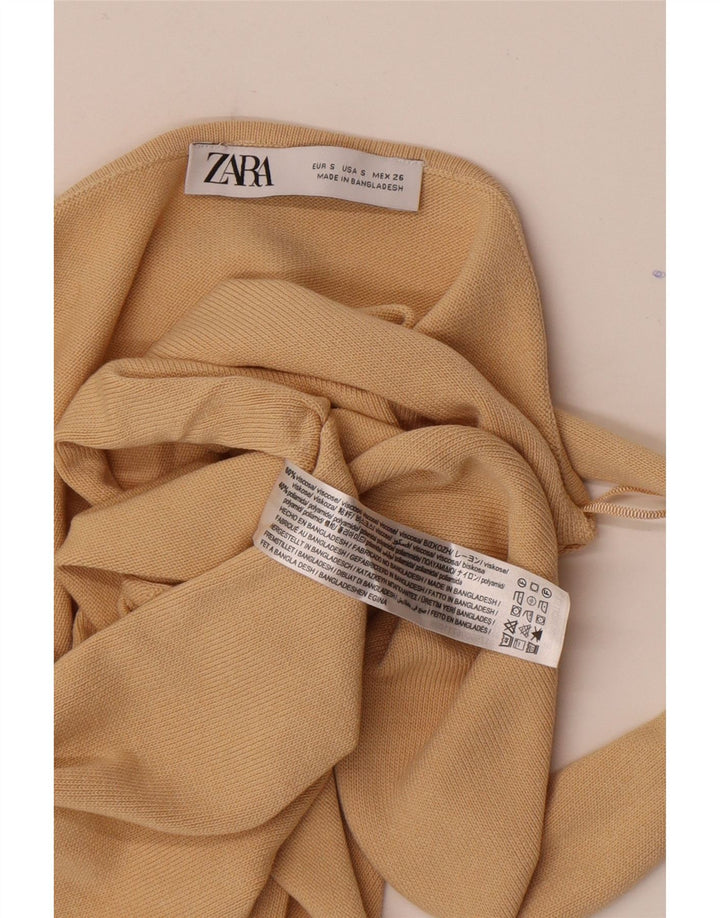 Zara Womens Crop Halter Top UK 8 Small Beige Viscose