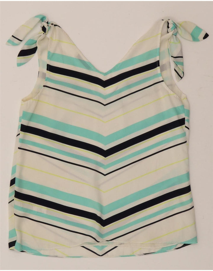 Oasis Womens Sleeveless Blouse Top UK 12 Medium White Striped Polyester