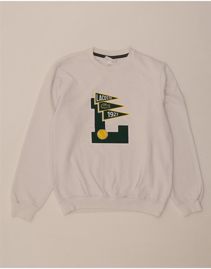 Lacoste Mens Graphic Sweatshirt Jumper Size 3 Small White Cotton