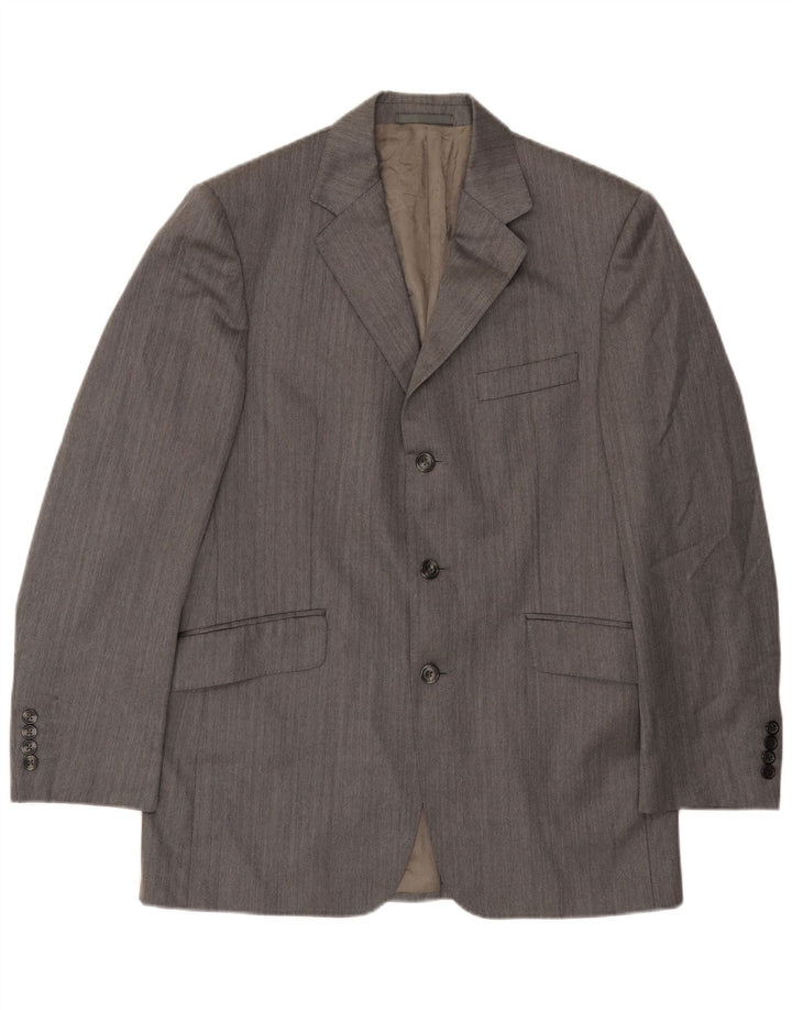 Aquascutum Mens 3 Button Blazer Jacket UK 40 Large Grey Wool