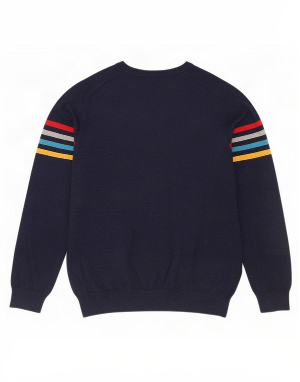 Crew Clothing Mens Crew Neck Jumper Sweater 2XL Navy Blue Striped Cotton