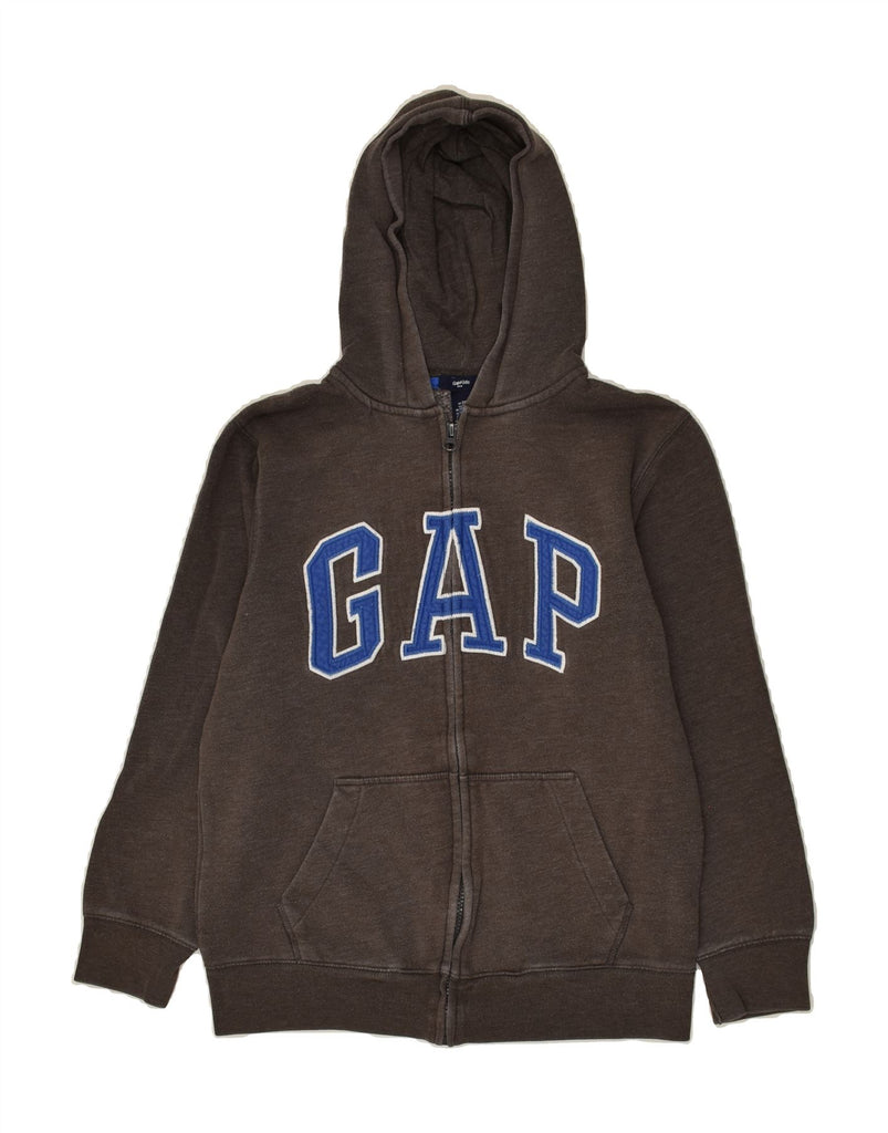 GAP Boys Graphic Zip Hoodie Sweater 12-13 Years Brown Cotton | Vintage Gap | Thrift | Second-Hand Gap | Used Clothing | Messina Hembry 