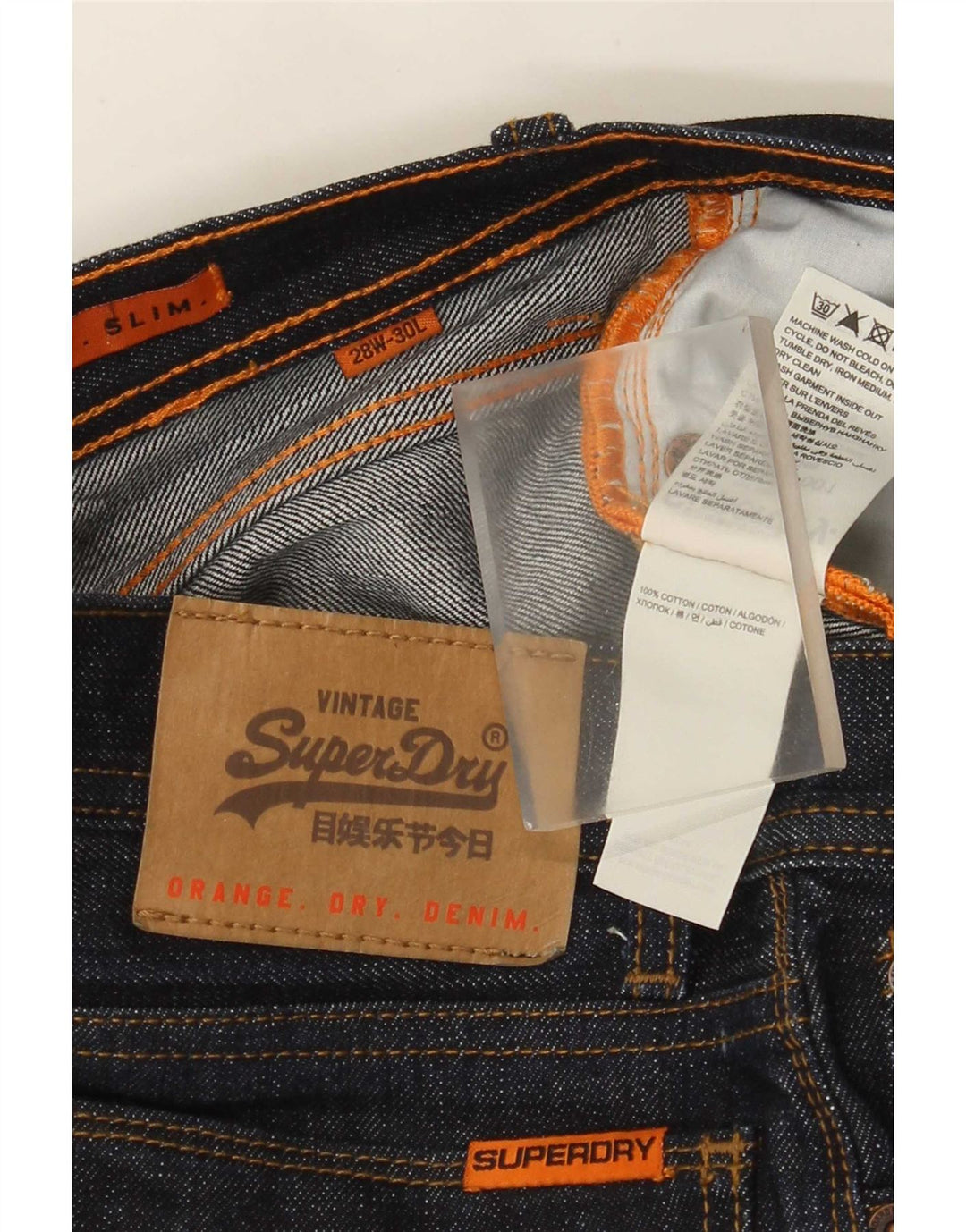 Superdry Mens Slim Jeans W28 L30 Navy Blue Cotton