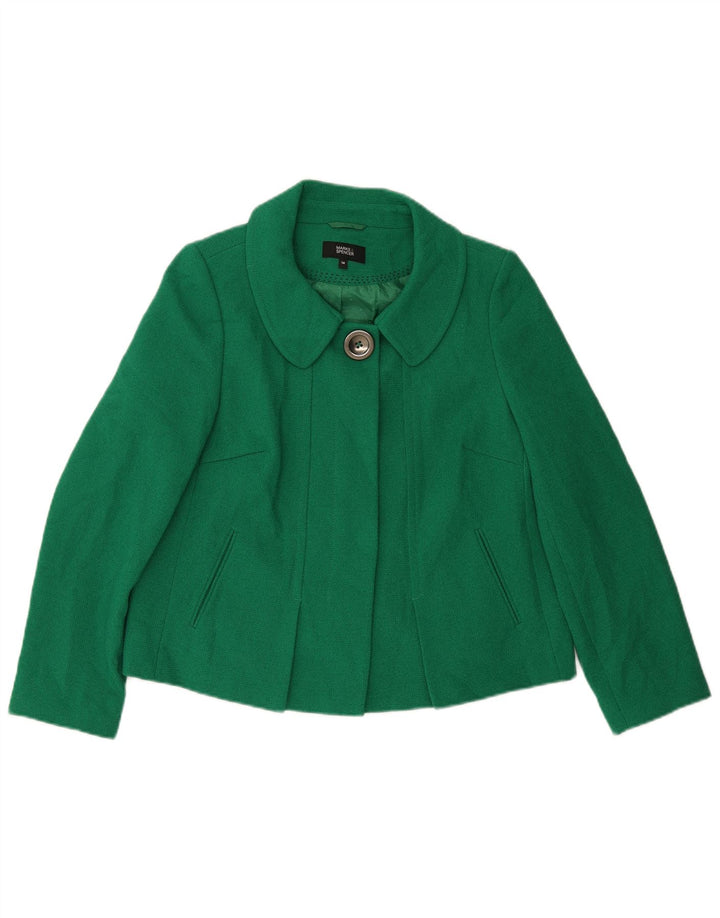 Marks & Spencer Womens Bomber Jacket UK 14 Medium  Green Polyester