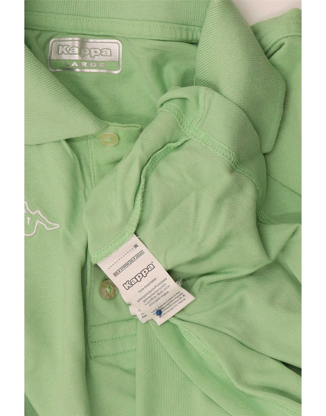 Kappa Mens Graphic Polo Shirt Large Green Cotton