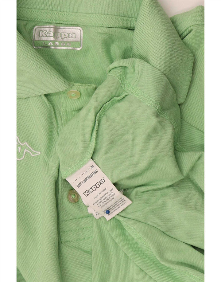 Kappa Mens Graphic Polo Shirt Large Green Cotton