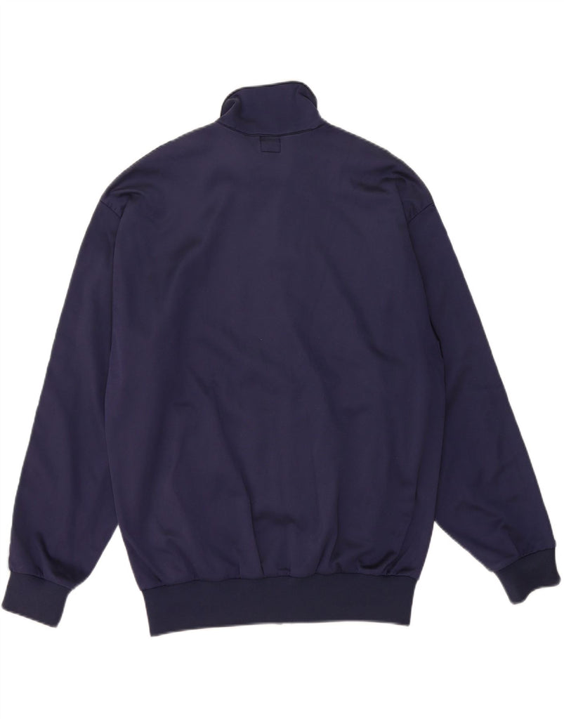 ASICS Mens Graphic Tracksuit Top Jacket IT 50 Medium Navy Blue Colourblock Vintage Asics and Second-Hand Asics from Messina Hembry 
