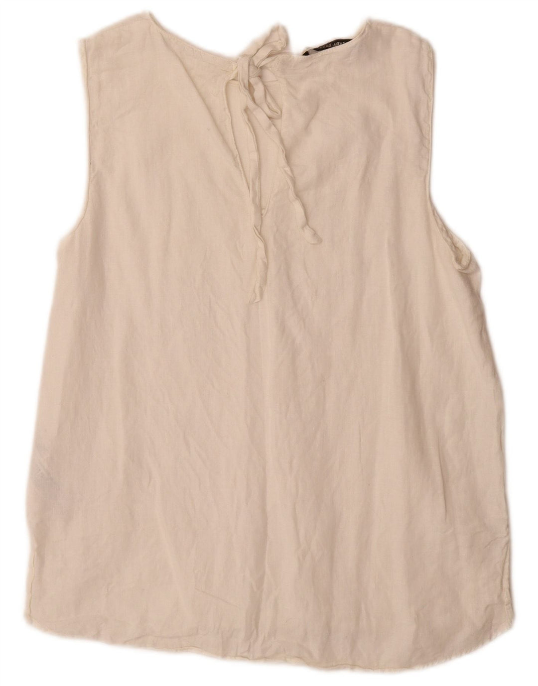 Zara Womens Sleeveless Blouse Top UK 14 Large Off White Linen