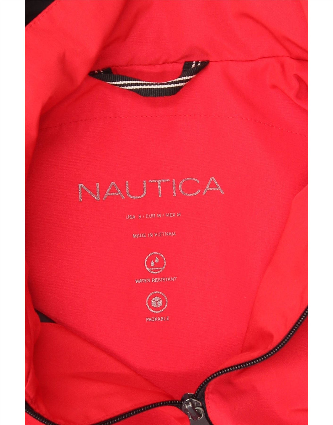 Nautica Mens Hooded Raincoat UK 12 Medium Red Polyester