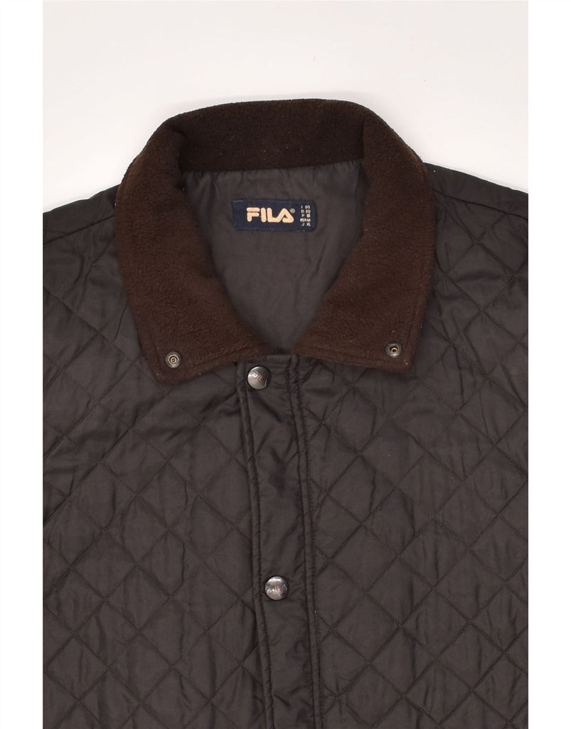 FILA Mens Quilted Jacket IT 50 Large Black Polyamide | Vintage Fila | Thrift | Second-Hand Fila | Used Clothing | Messina Hembry 