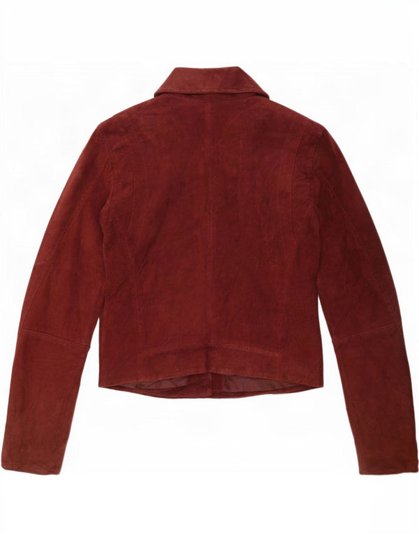 Stradivarius Womens Biker Suede Jacket UK 10 Small Brown Leather