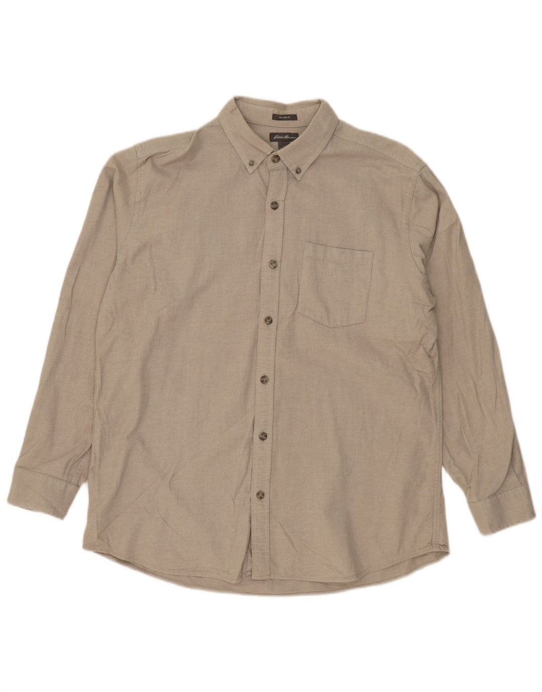 EDDIE BAUER Mens Relaxed Fit Shirt Large Beige Cotton