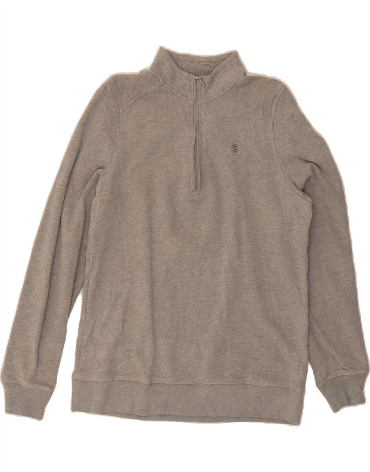 IZOD Womens Zip Neck Sweatshirt Jumper UK 16 Large Grey Cotton Vintage Izod and Second-Hand Izod from Messina Hembry 