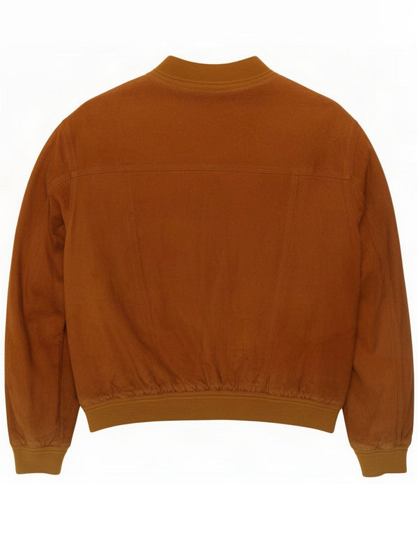 Lavorazione Artigiana Mens Suede Bomber Jacket UK 44 2XL Brown Leather