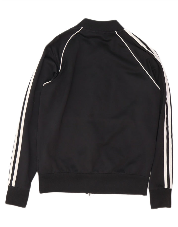 ADIDAS Womens Tracksuit Top Jacket UK 12 Medium Black Polyester