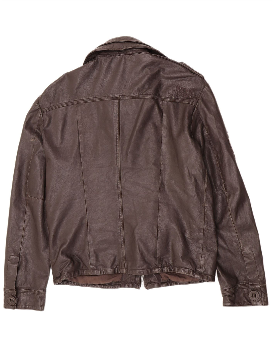 Superdry Mens Military Leather Jacket UK 42 XL Brown