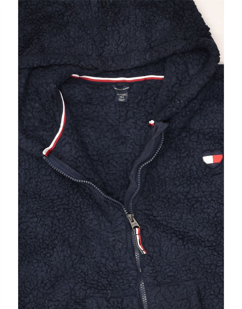 TOMMY HILFIGER Girls Hooded Fleece Jacket 15-16 Years XL Navy Blue | Vintage Tommy Hilfiger | Thrift | Second-Hand Tommy Hilfiger | Used Clothing | Messina Hembry 