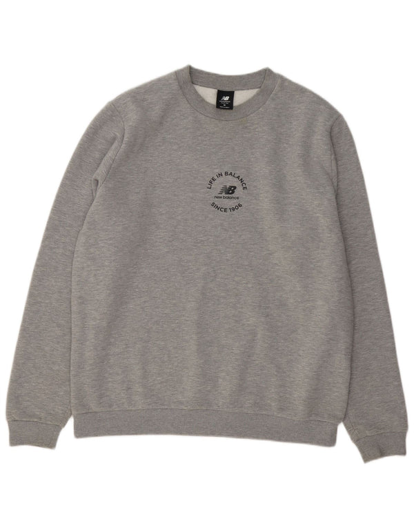 New Balance Mens Sweatshirt Jumper Medium Grey Cotton