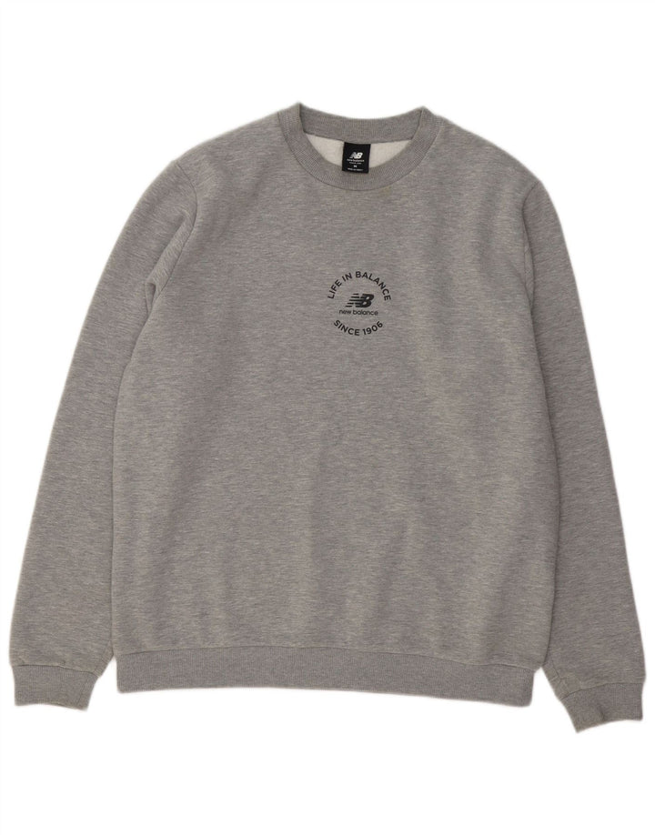 New Balance Mens Sweatshirt Jumper Medium Grey Cotton