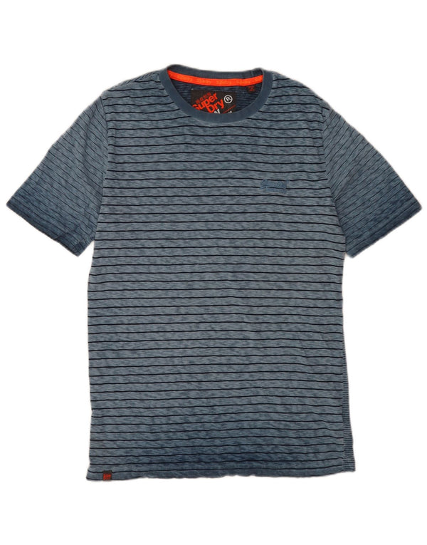 Superdry Mens T-Shirt Top Medium Blue Striped Cotton