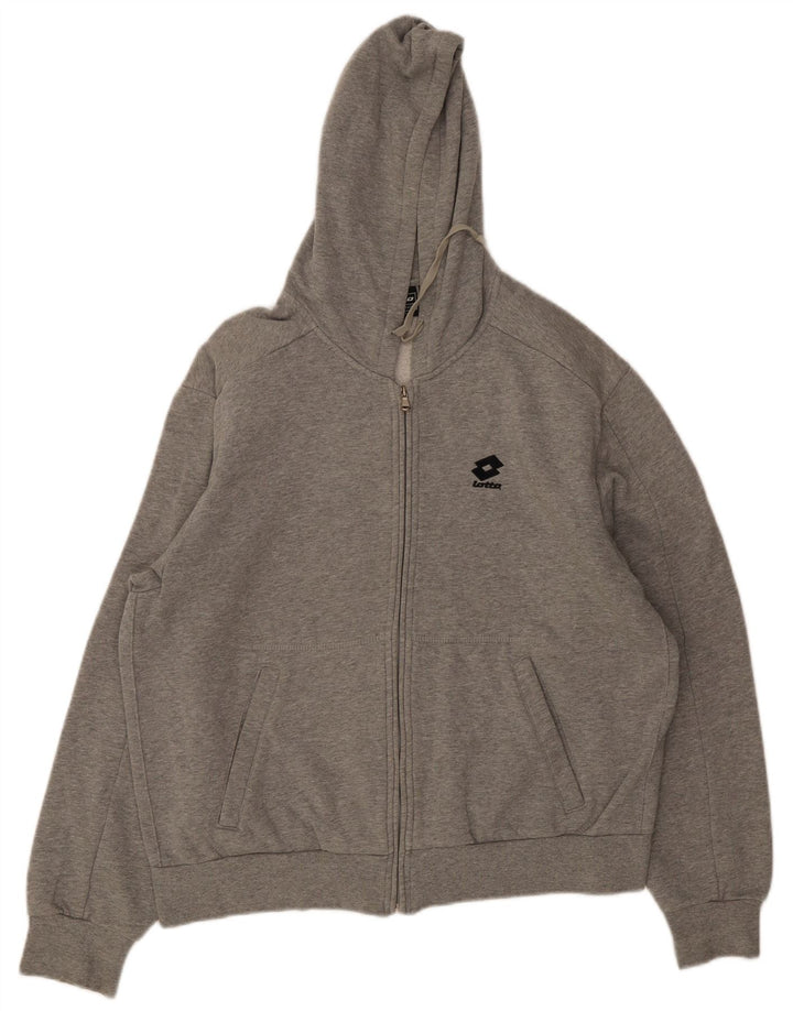 Lotto Mens Zip Hoodie Sweater XL Grey Cotton