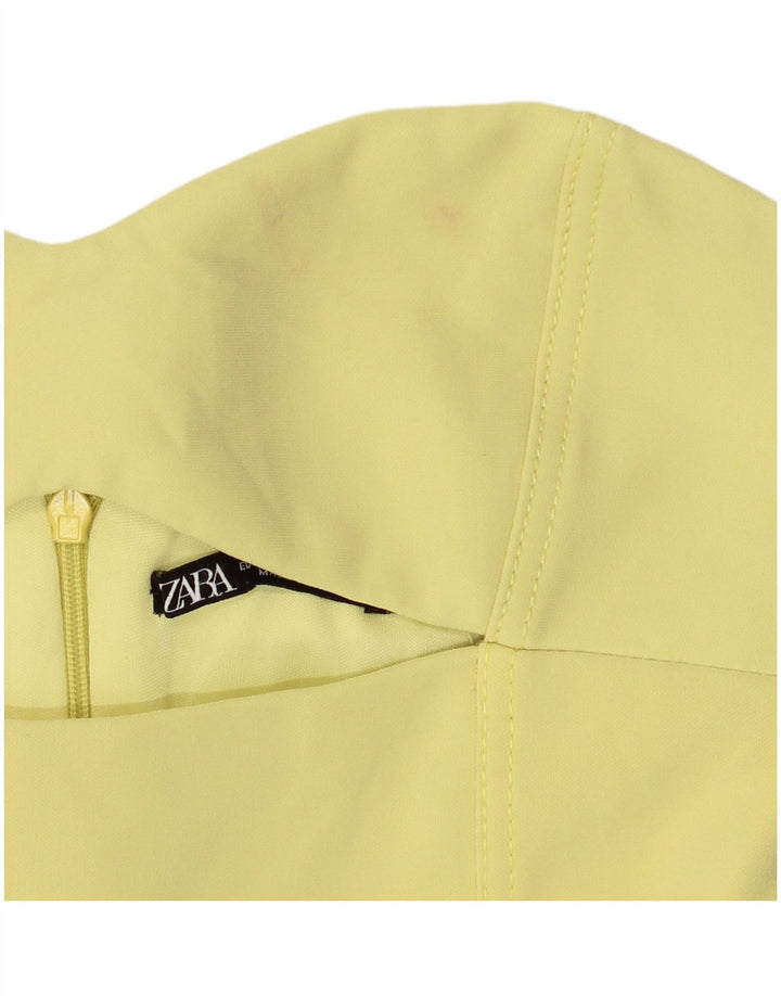 Zara Womens Strapless Dress UK 8 Small Yellow Polyester